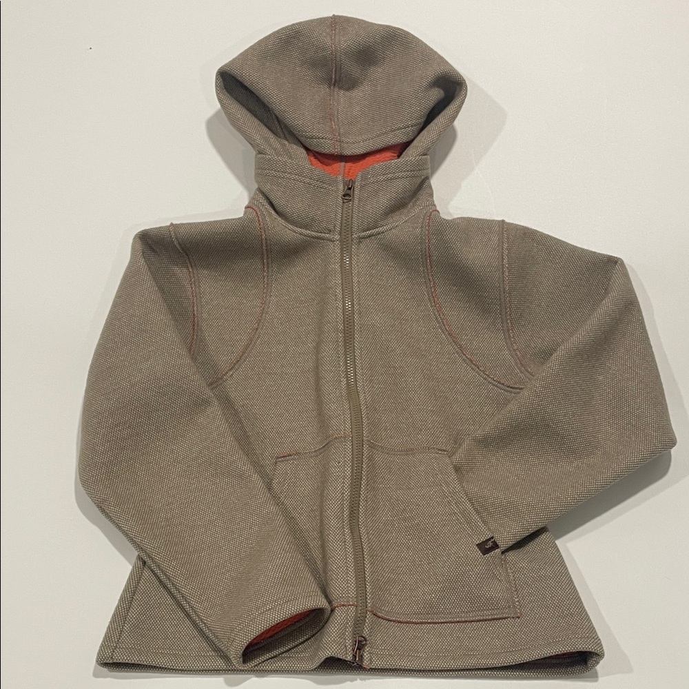 Eastern Mountain Sports Thermal Wool Blend Taupe and orange Women's Hoodie med